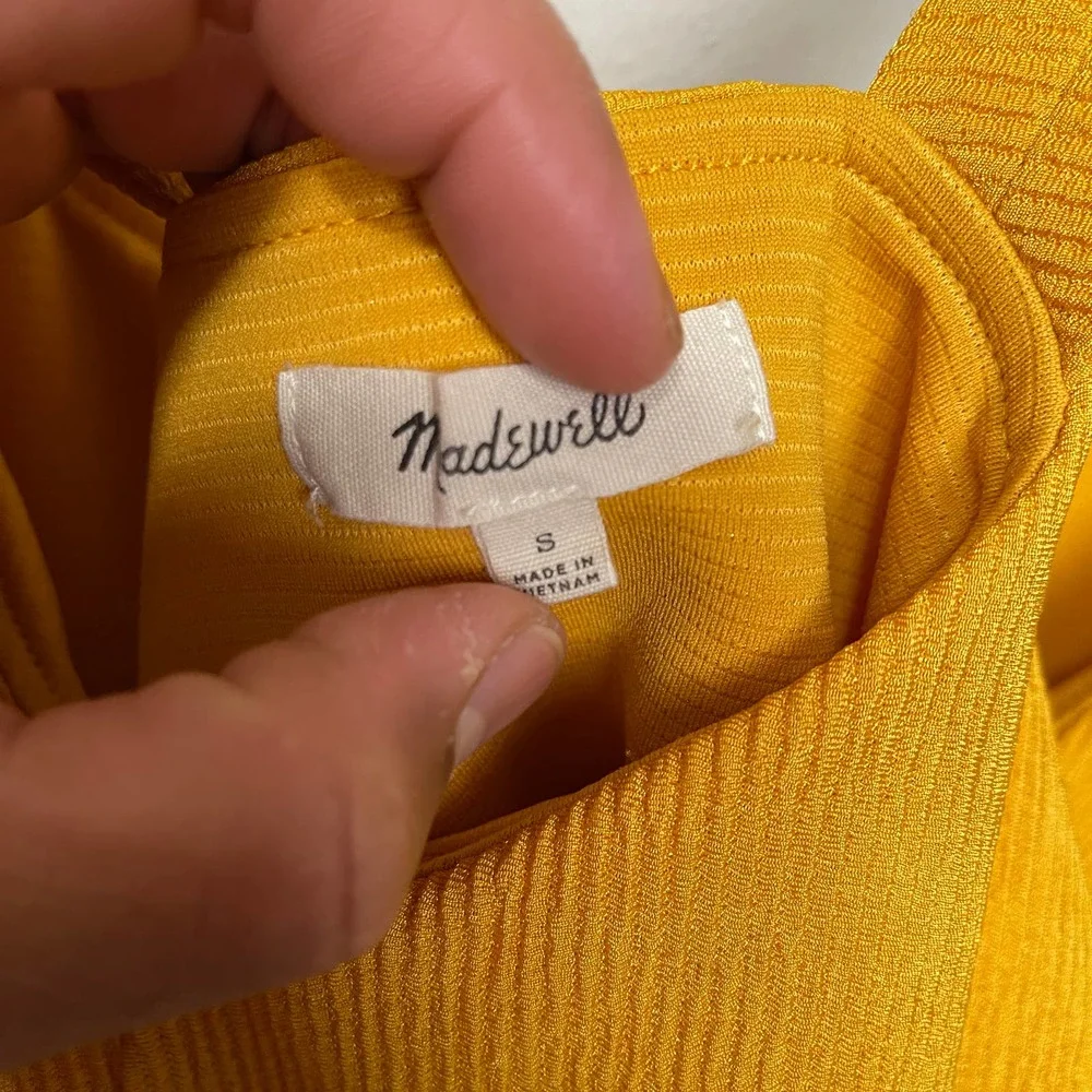 Madewell Ribbed Ruffle Float Flowy Tank Top Yellow S - Picture 3 of 6